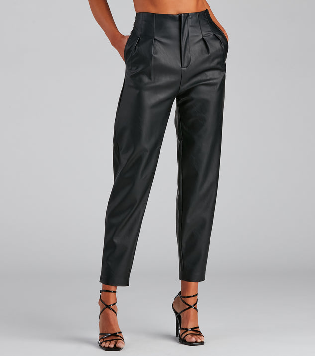 Chic Pleated Faux Leather Trousers provides a stylish start to creating your best summer outfits of the season with on-trend details for 2023!
