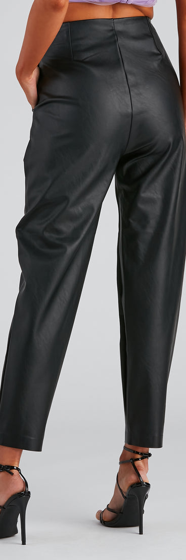 Chic Pleated Faux Leather Trousers provides a stylish start to creating your best summer outfits of the season with on-trend details for 2023!