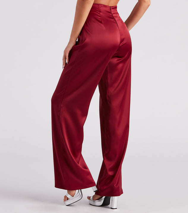 Elevated Details Sleek Satin Trouser Pants Windsor