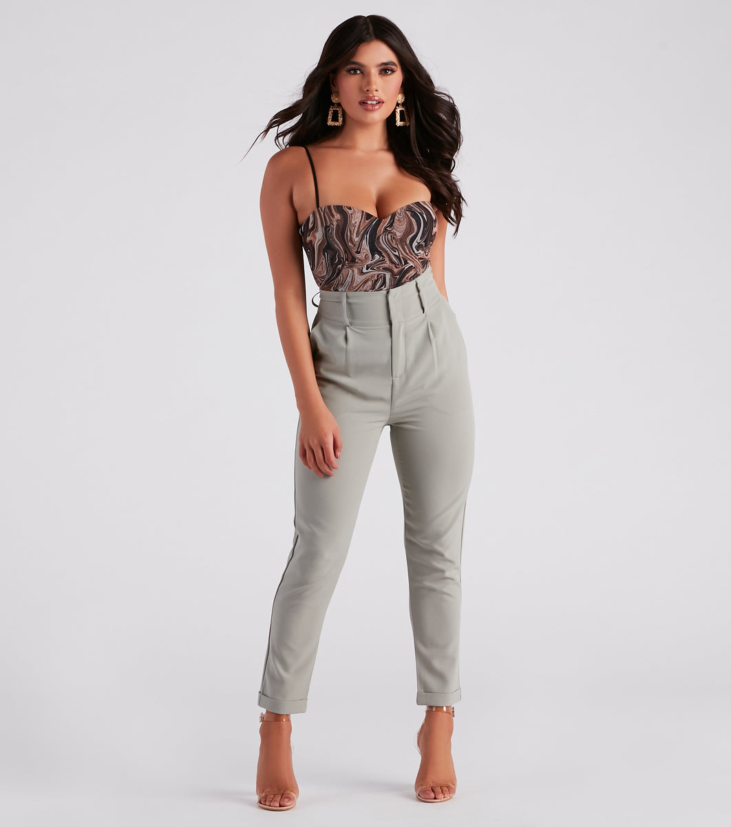 Perfectly Pleated Cuffed Trouser Pants