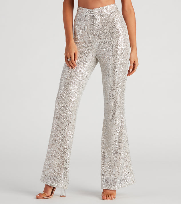 SEQUIN FLARE PANTS | Sequin flare pants, Sequins pants outfit, Sequin outfit