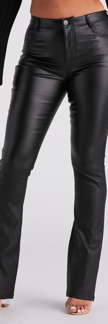 Stylishly Edgy Faux Leather Flare Pants is a trendy pick to create 2023 festival outfits, festival dresses, outfits for concerts or raves, and complete your best party outfits!
