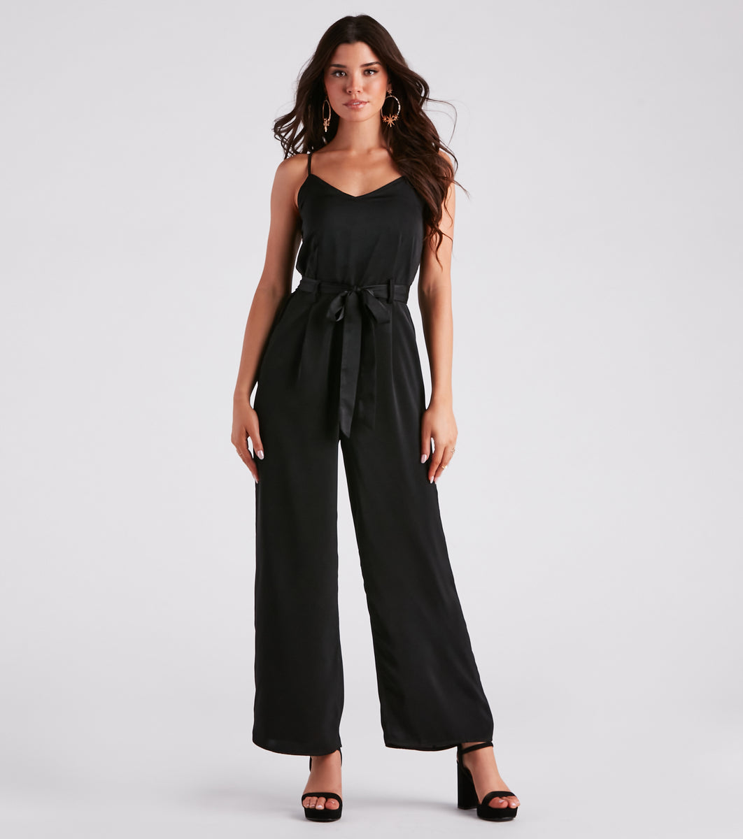 Perfect Host Satin Belted Jumpsuit