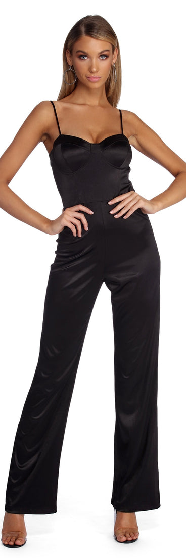 Dangerously Sleek Jumpsuit will help you dress the part in stylish holiday party attire, an outfit for a New Year’s Eve party, & dressy or cocktail attire for any event.
