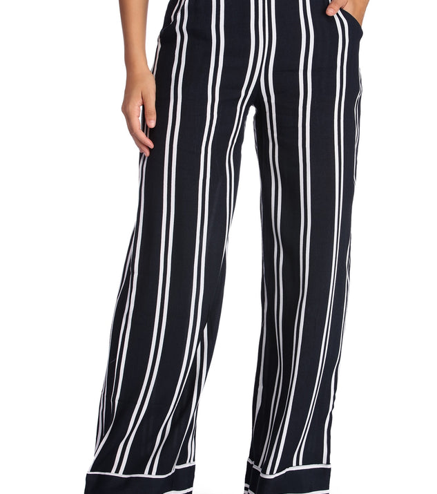Stylish Stripes High Waist Pants