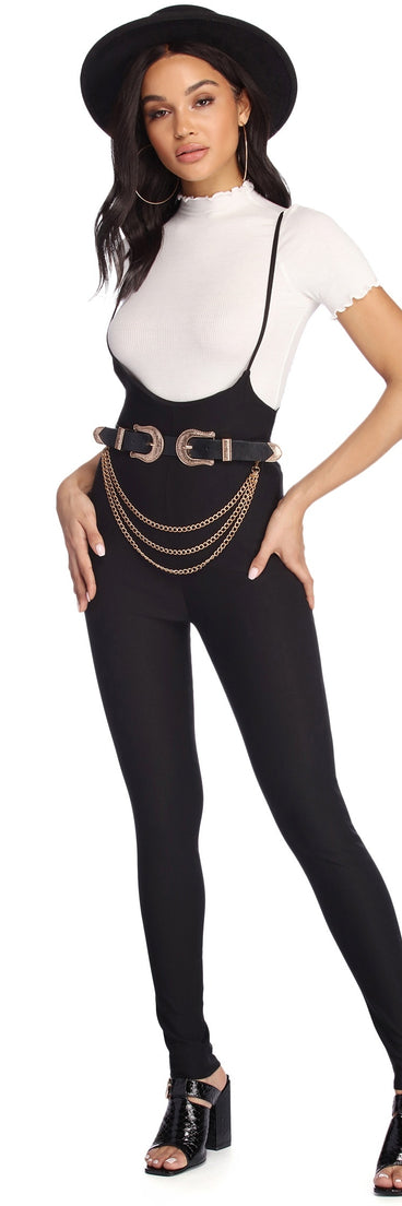 Suspender The Time Skinny Pants will help you dress the part in stylish holiday party attire, an outfit for a New Year’s Eve party, & dressy or cocktail attire for any event.