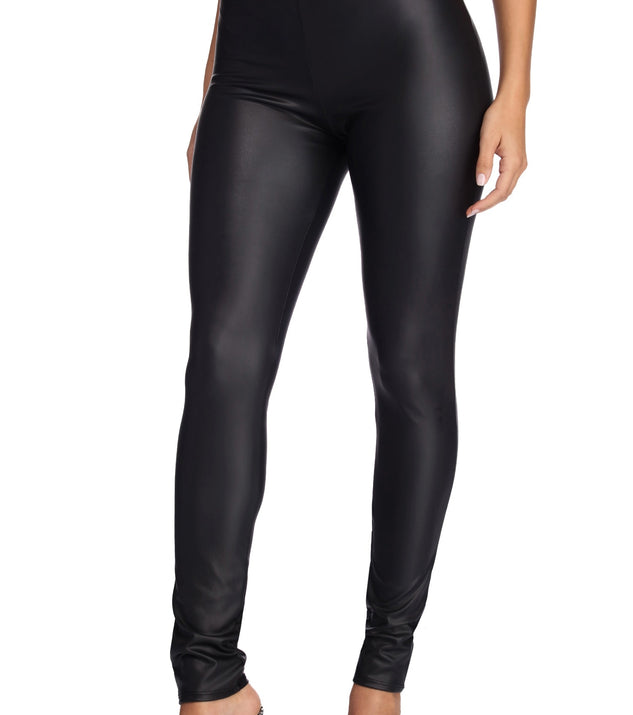 Coated Faux Leather Skinny Pants elevates your outfits for holiday events, Christmas attire, formal events, or holiday party dresses to look picture-perfect at any event this season!