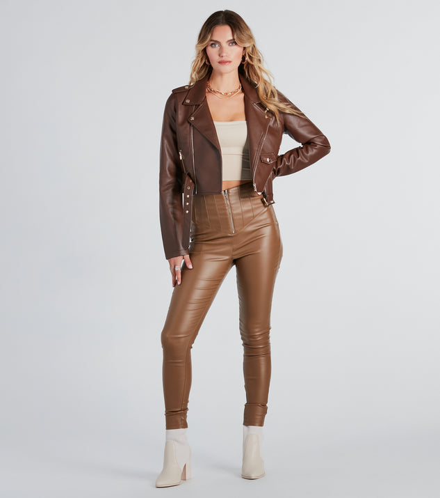Edgy Babe Coated Faux Leather Skinny Pants