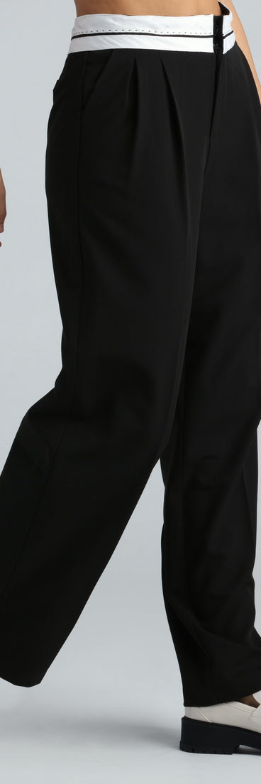 Cool-Girl Confidence Contrast Waist Trouser Pants