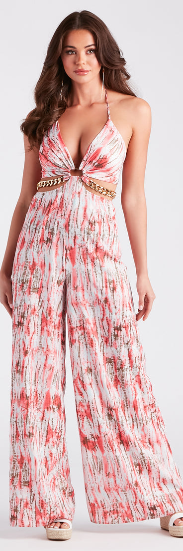 Feelin' Artsy Abstract Print Cutout Jumpsuit