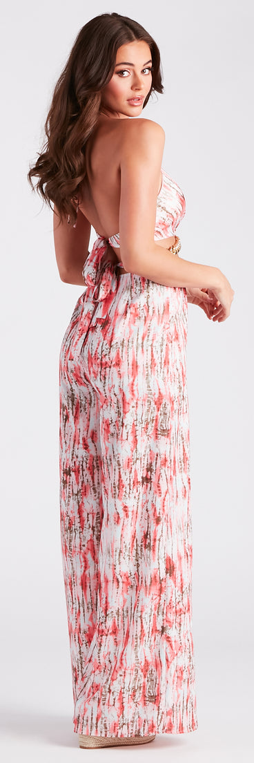 Feelin' Artsy Abstract Print Cutout Jumpsuit