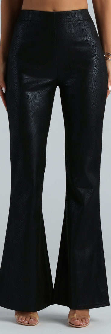 Enticing Edge Snake Print Flare Pants