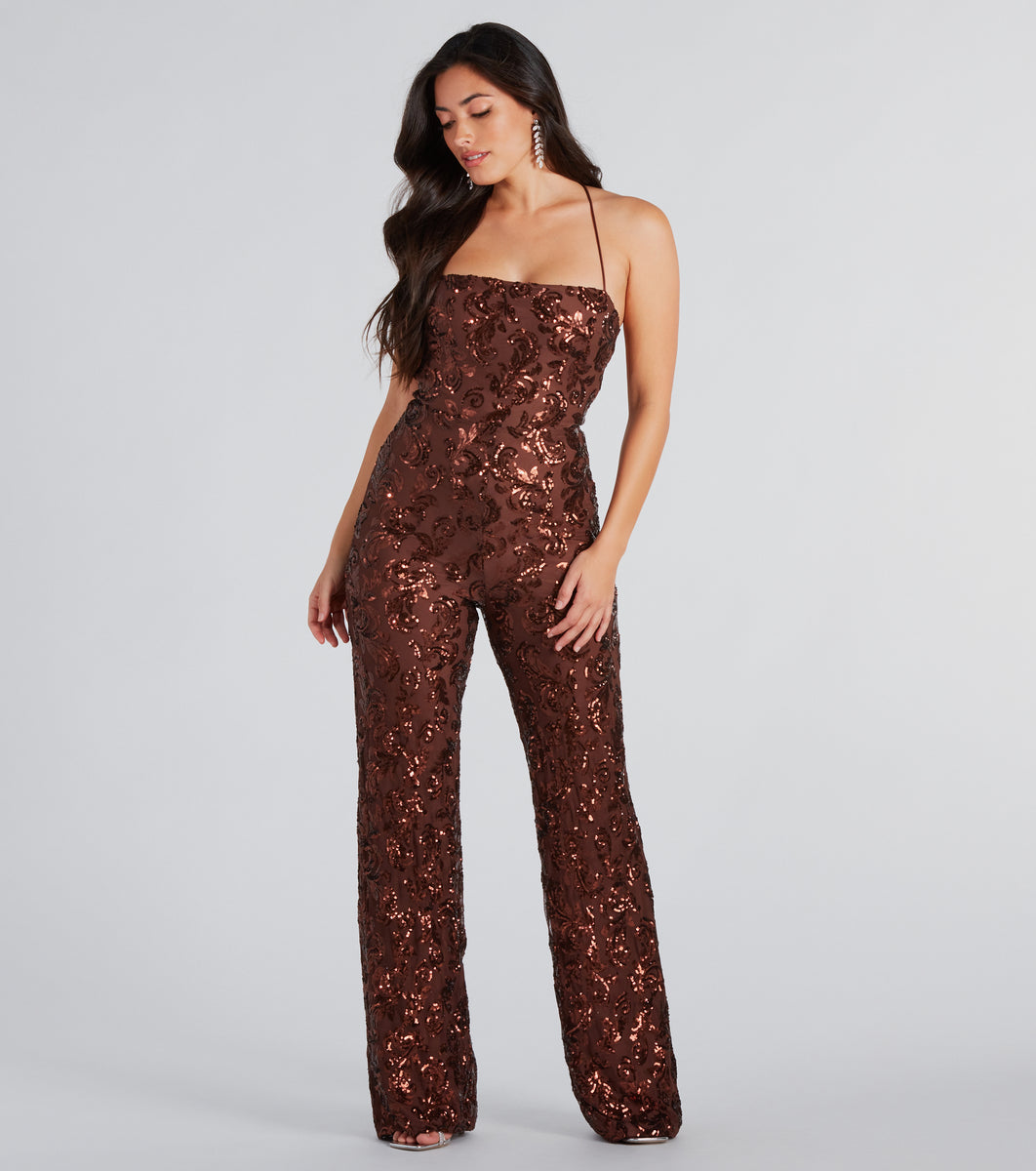 Radiate In Sequins Lace-Up Jumpsuit & Windsor
