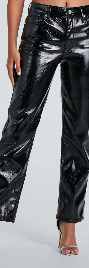 Effortless Edge Faux Leather Straight-Leg Pants is a fire pick to create a concert outfit, 2024 festival looks, outfits for raves, or to complete your best party outfits or clubwear!