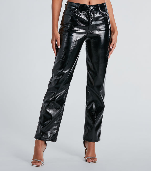 Effortless Edge Faux Leather Straight-Leg Pants is a fire pick to create a concert outfit, 2024 festival looks, outfits for raves, or to complete your best party outfits or clubwear!