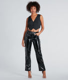Effortless Edge Faux Leather Straight-Leg Pants is a fire pick to create a concert outfit, 2024 festival looks, outfits for raves, or to complete your best party outfits or clubwear!