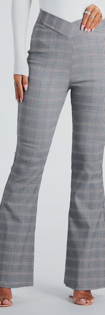 Plaid Mood V-Waist Flare Pants