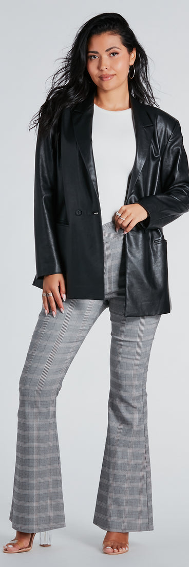 Plaid Mood V-Waist Flare Pants