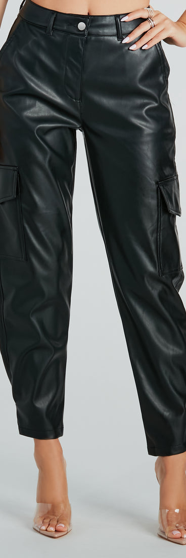 Hide And Sleek Faux Leather Cargo Joggers