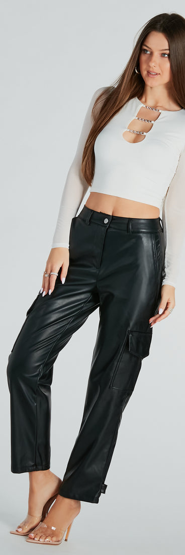 Hide And Sleek Faux Leather Cargo Joggers