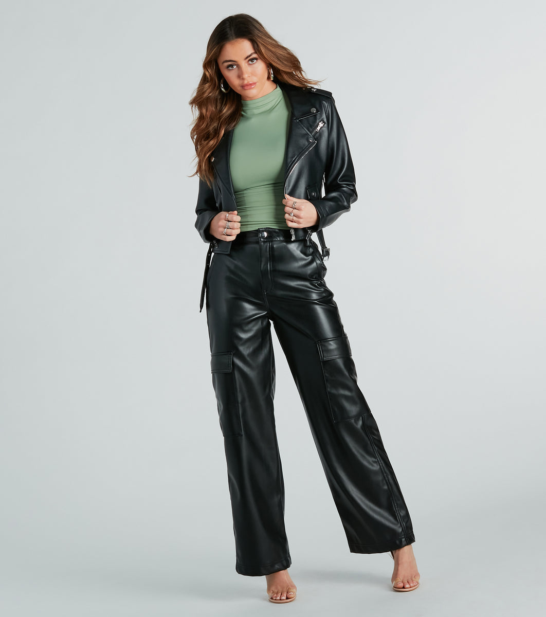 Bar Iii Women's Faux-Leather Straight-Leg Pants, Created for Macy's