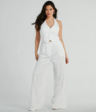 The Getaway Vibes Wide-Leg Pinstripe Woven Jumpsuit is an elevated one-piece that blends sleek sophistication with playful charm, perfect for nailing casual or formal outfits.