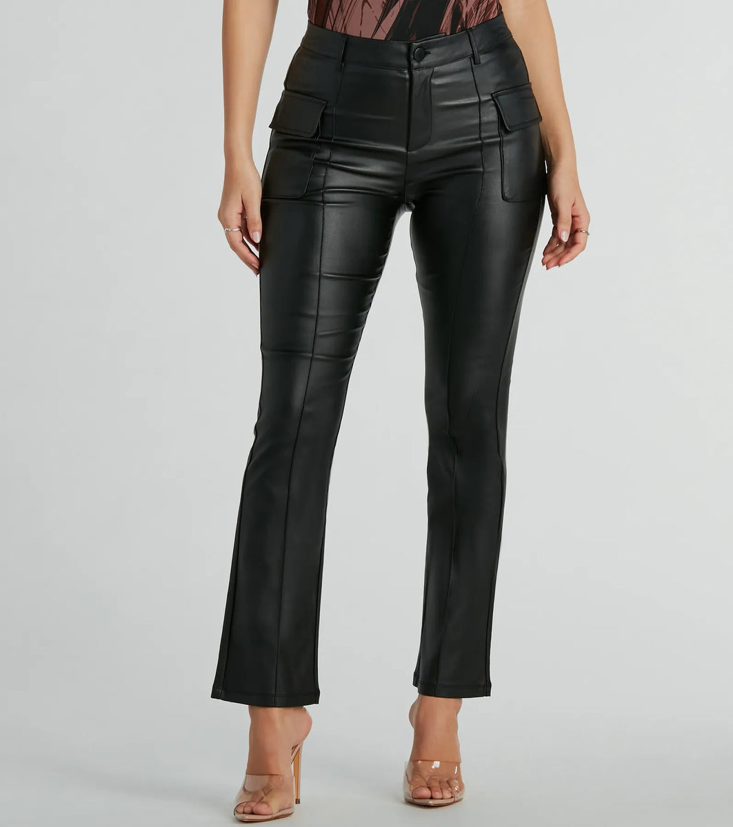 Of The Moment Straight-Leg Faux Leather Pants