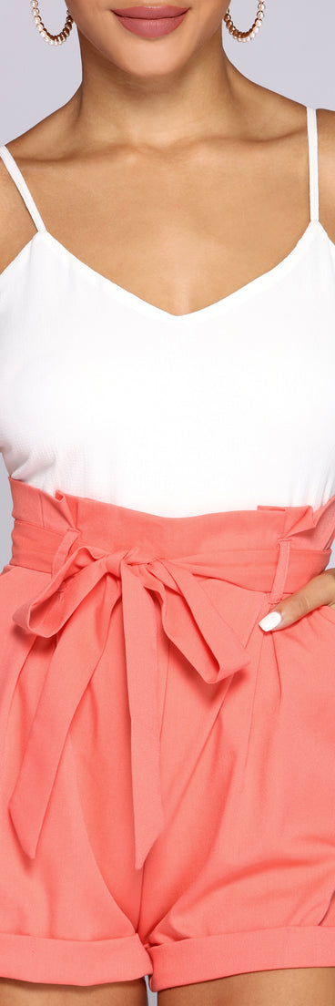 Effortlessly Chic Paper Bag Romper for 2022 festival outfits, festival dress, outfits for raves, concert outfits, and/or club outfits