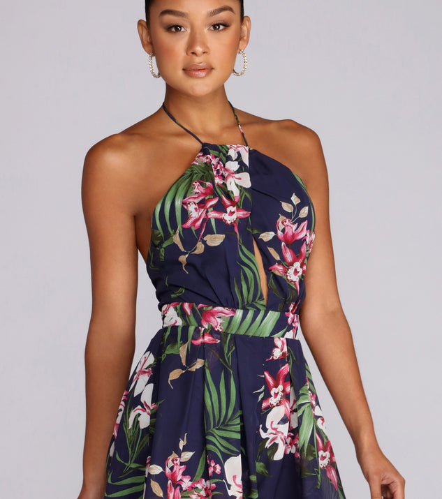 Taste Of Tropic Floral Romper will help you dress the part in stylish holiday party attire, an outfit for a New Year’s Eve party, & dressy or cocktail attire for any event.