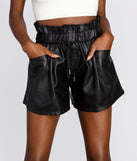 Faux Leather Paper Bag Shorts for 2022 festival outfits, festival dress, outfits for raves, concert outfits, and/or club outfits