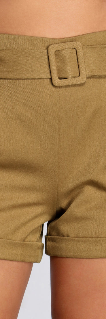 Comin' Up Short Belted Cuffed Dress Shorts for 2023 festival outfits, festival dress, outfits for raves, concert outfits, and/or club outfits