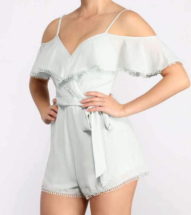 Major Flirt Ruffle Detail Romper provides a stylish start to creating your best summer outfits of the season with on-trend details for 2023!