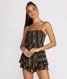 Bold Babe Tribal Tiered Romper is a trendy pick to create 2023 festival outfits, festival dresses, outfits for concerts or raves, and complete your best party outfits!