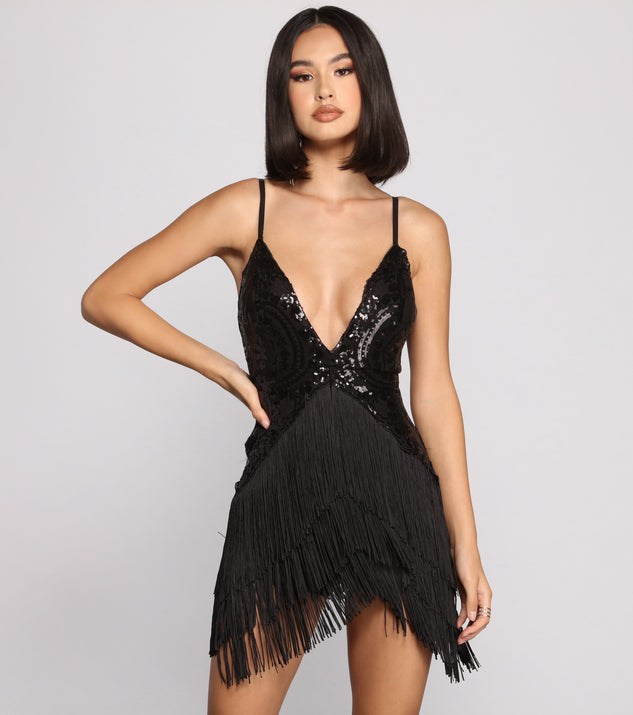 Towie black sequin outlet fringe bodycon dress