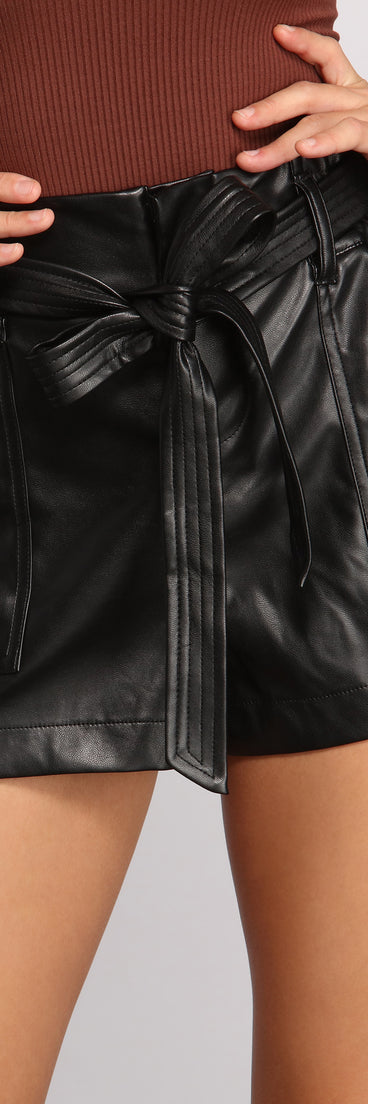 Faux Leather Tie Waist Paperbag Shorts provides a stylish start to creating your best summer outfits of the season with on-trend details for 2023!
