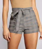 Tie Waist Plaid Shorts for 2023 festival outfits, festival dress, outfits for raves, concert outfits, and/or club outfits