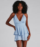 On Your Mind Surplice Skater Romper provides a stylish start to creating your best summer outfits of the season with on-trend details for 2023!