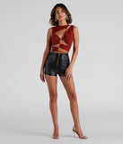 Basic High Waist Coated Faux Leather Shorts provides a stylish start to creating your best summer outfits of the season with on-trend details for 2023!
