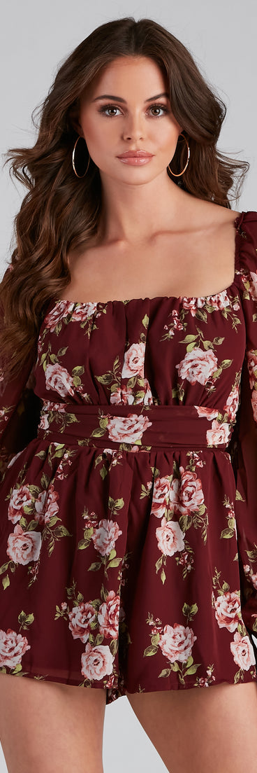 Fresh Florals Chiffon Tie-Back Romper provides a stylish start to creating your best summer outfits of the season with on-trend details for 2023!