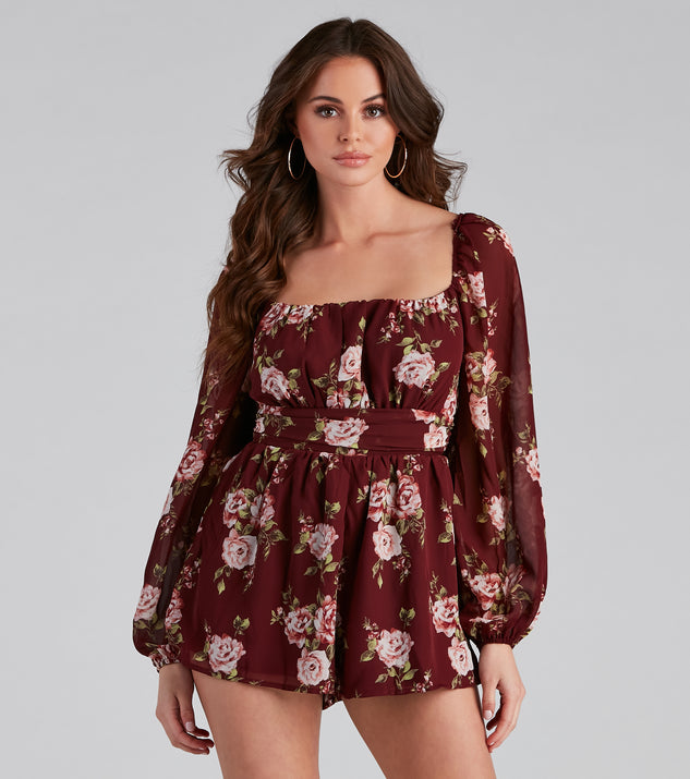 Fresh Florals Chiffon Tie-Back Romper provides a stylish start to creating your best summer outfits of the season with on-trend details for 2023!