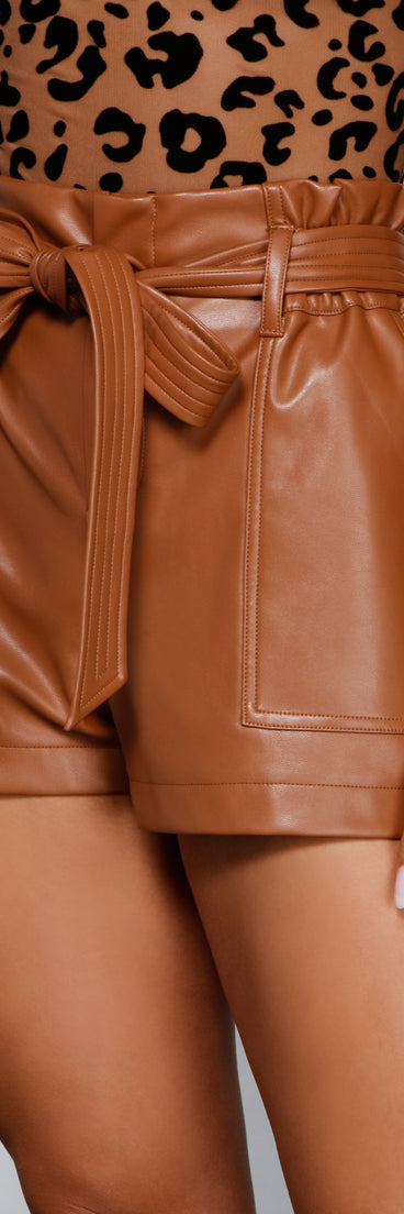 Sleek & Chic Faux Leather Paperbag Shorts provides a stylish start to creating your best summer outfits of the season with on-trend details for 2023!