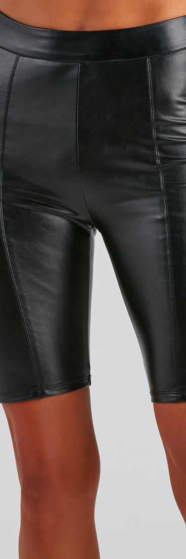 Edgy Threads PU Biker Shorts is a trendy pick to create 2023 festival outfits, festival dresses, outfits for concerts or raves, and complete your best party outfits!