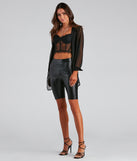Edgy Threads PU Biker Shorts is a trendy pick to create 2023 festival outfits, festival dresses, outfits for concerts or raves, and complete your best party outfits!