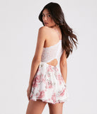 Trendy Sensation Floral Chiffon Lace Romper provides a stylish start to creating your best summer outfits of the season with on-trend details for 2023!