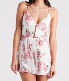 Trendy Sensation Floral Chiffon Lace Romper provides a stylish start to creating your best summer outfits of the season with on-trend details for 2023!