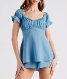 Sunshine State Of Mind Off-The-Shoulder Romper provides a stylish start to creating your best summer outfits of the season with on-trend details for 2023!