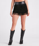 So Much Sass Faux Suede Fringe Hot Shorts is a fire pick to create a concert outfit, 2024 festival looks, outfits for raves, or to complete your best party outfits or clubwear!