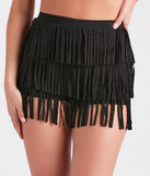 Stylish Shimmy Faux Suede Fringe Shorts