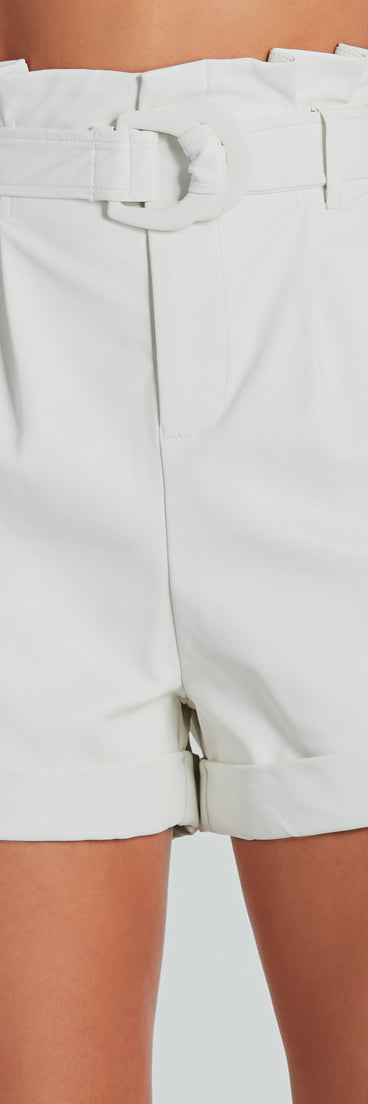 Keep It Short Faux Leather Paperbag Shorts