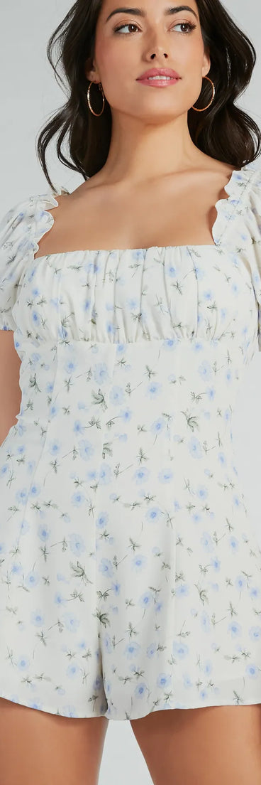 The Sweeter Than Floral Short Sleeve Tie-Back Romper is an elevated one-piece that blends sleek sophistication with playful charm, perfect for nailing casual or formal outfits.